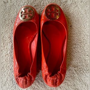 Patent Leather Ballet Flats: orange